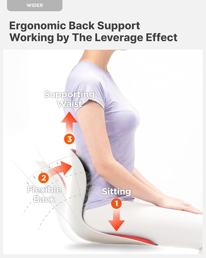 curble Wider – Ergonomic Desk Chair Seat Cushion, Everyday Passive Posture Trainer for Work from Home, Office & Car, Breathable Lumbar Support