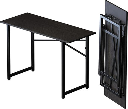 Lutown-Teen Folding Computer Desk 47 inch Writing Gaming Computer Camping Table, No Assembly Required Home Office Desk, Black