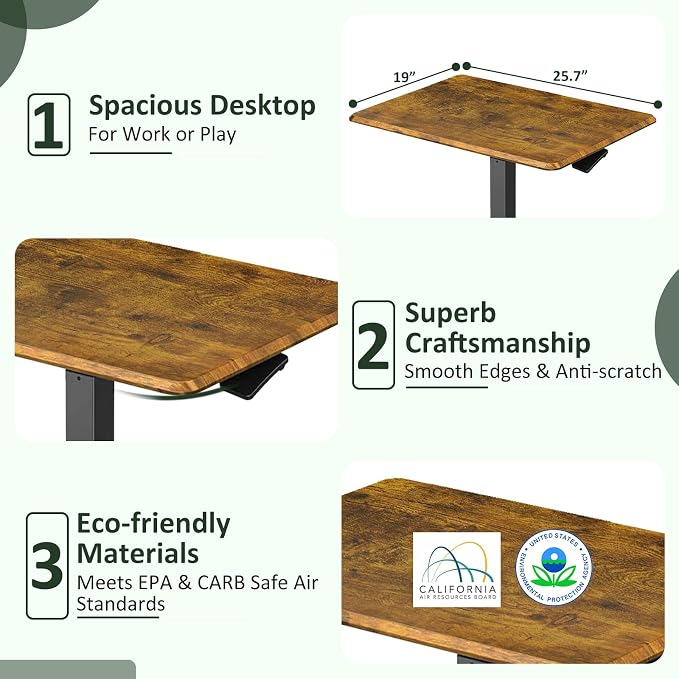 Adjustable Height Mobile Standing Desk with Lockable Casters, Rolling Sit Stand Laptop Computer Desk, Portable Compact Workstation for Home Office Dorm, Brown