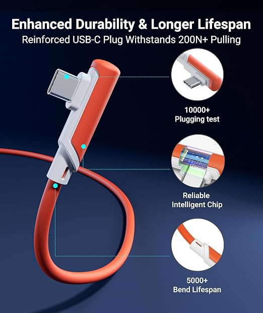 Syntech Link Cable 16 FT Compatible with Meta Quest 3S/Oculus Quest 3, Quest2/Pro/Pico4 Accessories and PC/SteamVR, High Speed PC Data Transfer, USB 3.0 to USB C Cable for VR Headset, Blood Orange