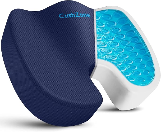 Office Chair Seat Cushion, Cooling Gel Enhanced Memory Foam Cushion for Long Sitting - Back, Sciatica, Coccyx, Tailbone Pain Relief Pillow - for Office, Gaming, Car, Wheelchair - Blue, X-Large