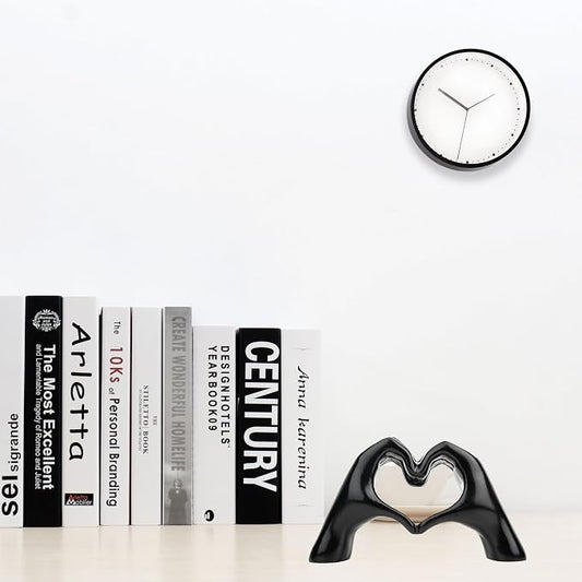 Small Heart Hands Sculpture Decor for Living Room Bedroom Bookshelf Coffe Table and Office Display, Love Finger Statue Modern Aesthetic Home Decor, Unique Gift for Wedding Christmas Birthday (Black)