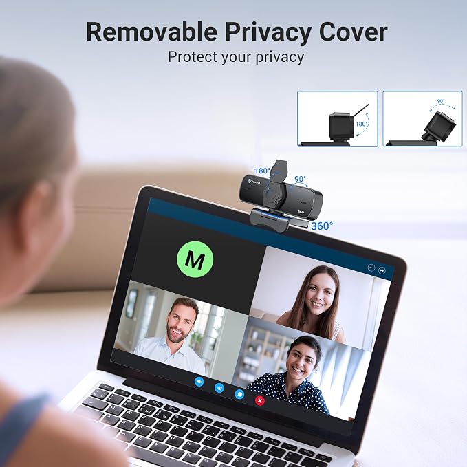 4K Webcam for PC with Fast Autofocus and Sony Sensor, Dual Noise-Reduction Microphones, Auto Light Correction, 4K 30FPS UHD, 77° FOV USB Webcam with Tripod for Zoom, Teams, Mac and Streaming
