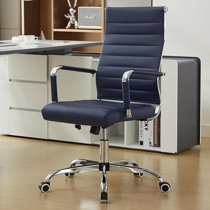 Office Desk Chair Leather, Conference Room Chairs with Wheels, Modern Executive Computer Guest Chairs with Arms.
