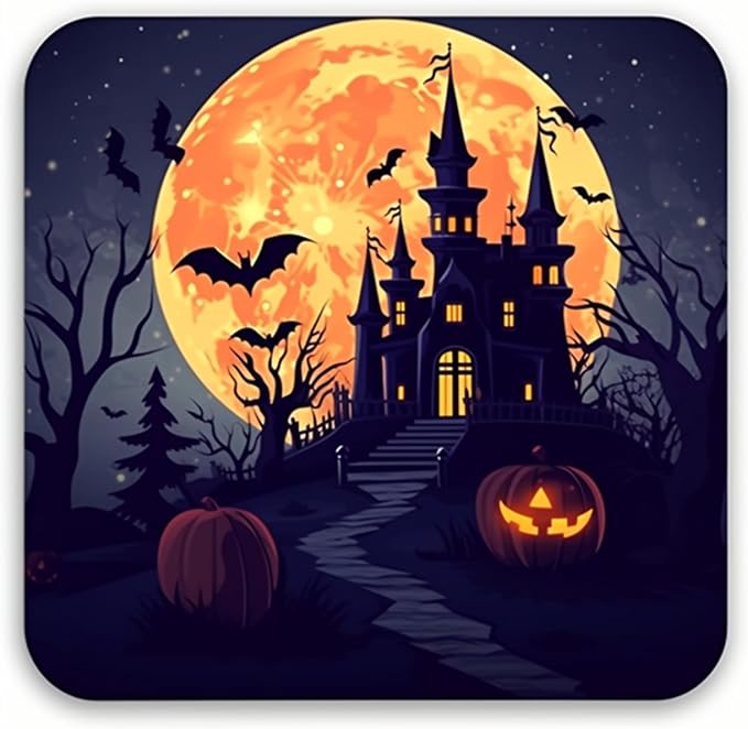Scary Castle Halloween Vibes Unique Art Design Patterns, Smooth Surface Non-Slip Rubber Gaming Mouse Pad for Computer Desk Laptop Office 9.5 X 7.9 Inch (Design 7)