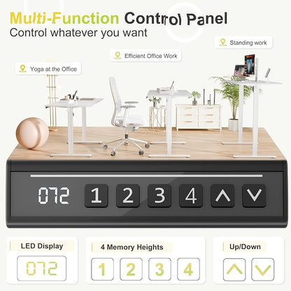 Furmax Electric Standing Desk, 40 x 24 Inches Sit Stand up Desk, Sit Stand Height Adjustable Home Office Desk with 4 Height Position Memory (White, 40)