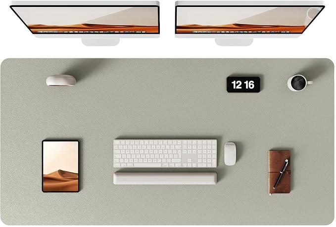 YSAGi Leather Desk Pad Protector, Office Desk Mat, Large Mouse Pad, Non-Slip PU Leather Desk Blotter, Laptop Desk Pad, Waterproof Desk Writing Pad for Office and Home (Olive Beige, 47.2" x 23.21")