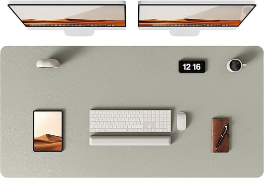 YSAGi Leather Desk Pad Protector, Office Desk Mat, Large Mouse Pad, Non-Slip PU Leather Desk Blotter, Laptop Desk Pad, Waterproof Desk Writing Pad for Office and Home (Olive Beige, 47.2" x 23.21")