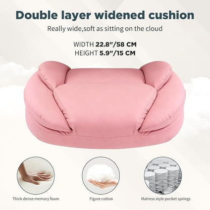 Ergonomic Executive Office Chairs with Adjustable Lumbar Support, 90-120° Rocking Managerial Chair Swivel Desk Chairs with Padded Flip-up Armrests (Pink), Medium(300lbs)