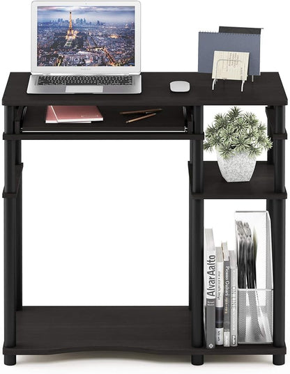 Furinno Abbott Computer Desk with Bookshelf, Espresso/Black