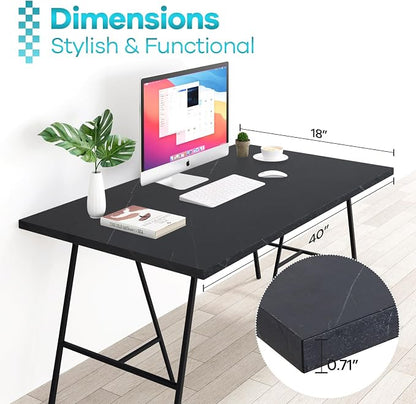 Kaboon Universal Tabletop40 x18, Solid One-Piece Melamine Table Top, Double L-Desk Floating Desk DIY, Home and Office,Cloud Atlas/Black Marble
