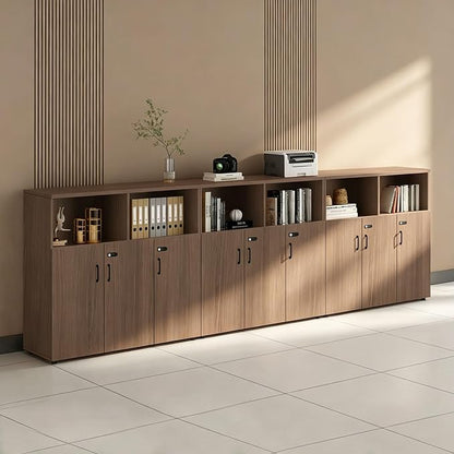 File Cabinet with Password Lock, Wood Lateral Filing Cabinet for Letter/A4 Files, 3 Drawer with Door, Printer Stand with Open Shelves for Home Office