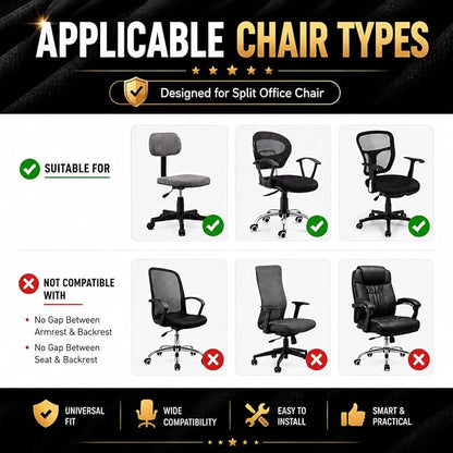 Stretchable Separate Office Chair Seat Covers - Universal Stretch Computer Chair Slipcover - Washable Rotating Backrest Coverings & Cushion Protectors for Dogs, Cats, Pets, Light Gray