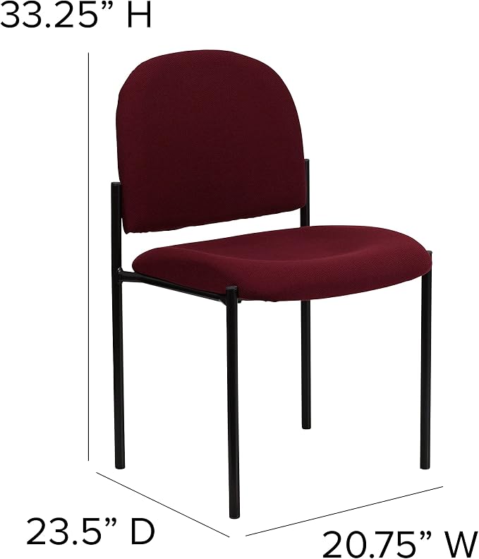 Flash Furniture Tania Comfort Burgundy Fabric Stackable Steel Side Reception Chair