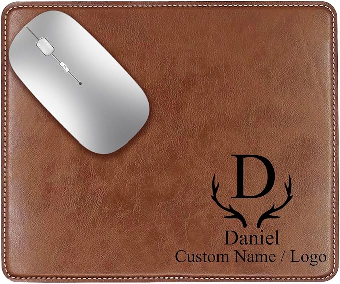 Personalized Leather Custom Mouse Pad with Wrist Rest,Customized Mouse Pads for Desk, for Weddings, Anniversaries, Birthdays,and Special Occasions (A (Brown-Rectangle))