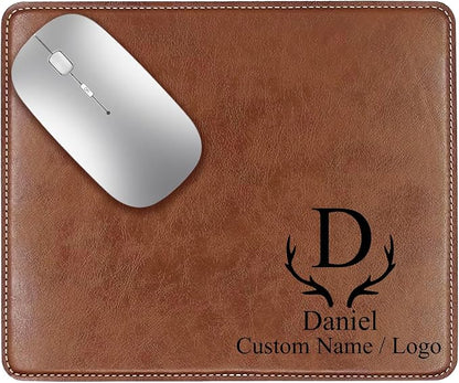 Personalized Leather Custom Mouse Pad with Wrist Rest,Customized Mouse Pads for Desk, for Weddings, Anniversaries, Birthdays,and Special Occasions (A (Brown-Rectangle))