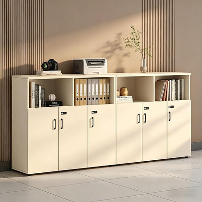 File Cabinet with Password Lock, Wood Lateral Filing Cabinet for Letter/A4 Files, 3 Drawer with Door, Printer Stand with Open Shelves for Home Office