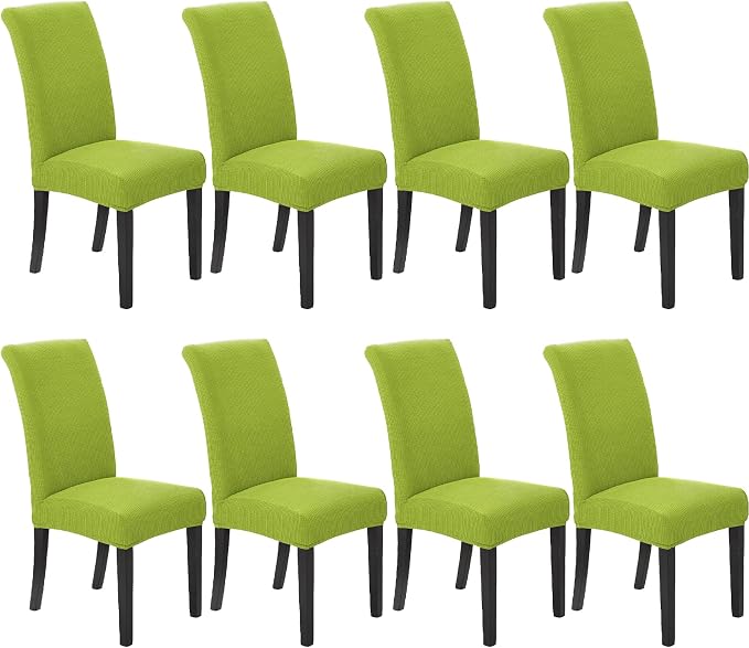Stretch Chair Covers for Dining Room Set of 8, Removable Washable Dining Room Chair Covers, Dining Chair Slipcovers Seat Protector, Great Decor for Home and Banquet (Apple Green, 8 Pack)