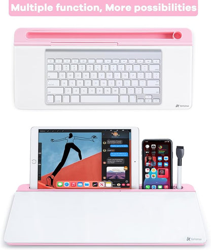Varhomax Glass Desk Whiteboard with Storage, Desktop Organizer to-do List Memo Notepad Dry Erase White Board for Home Office and School Supplies (Pink)