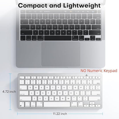 OMOTON Wireless Keyboard for Mac, Bluetooth Keyboard for Mac - No Number Pad, Compact Travel Design for Coffee Shop, Home Office, macOS Function Keys, Compatible with MacBook Pro/Air/iMac, Silverwhite
