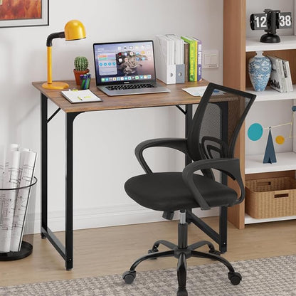 PayLessHere 32 Inch Home Office Desk and Chair Set,32 Inch Computer Desk with Ergonomic Height Adjustable Office Chair for Home Office (Vintage and Black)