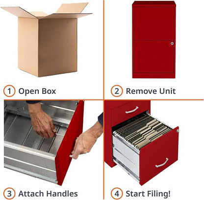 NuSparc 2 Drawer Locking Filing Cabinet | Pre-Assembled Steel Construction | Space-Saving Design is Perfect for Home and Small Office | Letter-Size | Assembled in North America