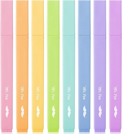 Mr. Pen- Aesthetic Highlighters No Bleed, 8 Pack, Pastel Candy Colors | Chisel Tip, Cute Highlighters Assorted Colors for Journaling, Highlighting, Underlining, Fast Dry, Back to School Supplies
