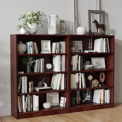 Farini 48 Inch Tall Bookcase,4 Shelf Bookshelves,Adjustable Bookshelf for Home Office,Mahogany