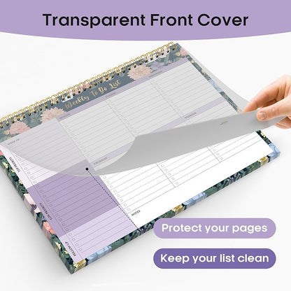 Taja Weekly To Do List Notepad with 52 Undated Sheets（8.5"×11"）- Weekly Desk Planner for Women & Man, Work and Home - 1 Pack Lavender Dream