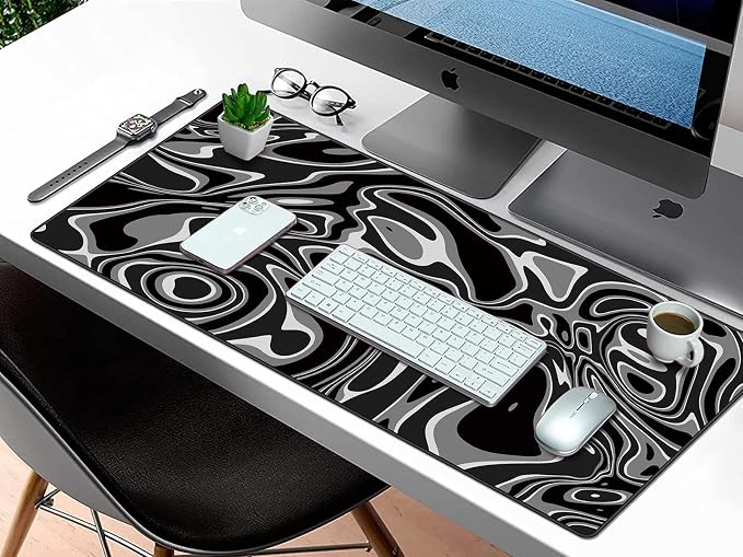 Rinaze Large Gaming Mouse Pad with Superior Micro-Weave Cloth, Extended Desk Mousepad with Stitched Edges, Anti-Slip Keyboard Pad for Computer, Home and Gaming