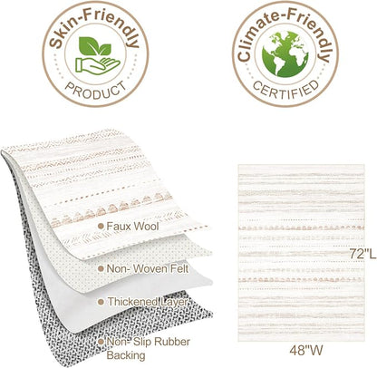 Nakagishi Area Rug Living Room Rugs: 4x6 Soft Machine Washable Boho Neutral Farmhouse Stain Resistant Moroccan Indoor Floor Carpet for Bedroom Nursery Kids Entryway Kitchen Entry Bedside Home- Brown