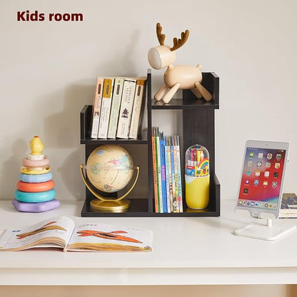 Aibiju Book Organizer for Desk, Cute Desk Top Organizing, Tree Bookshelf Unique Nursery Bookcase, Book Ends for Desk, Book Holder for Shelf Black YD-DSR002B