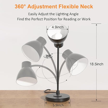 Desk Lamps for Home Office - LED Desk Lamp with Wireless Charger, 3 Color Modes Dimmable Eye-Caring Study Reading Desk Light, Small Flexible Arm Table Lamp for College Dorm Room Bedside, Black