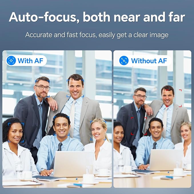 4K Webcam for PC with Fast Autofocus and Sony Sensor, Dual Noise-Reduction Microphones, Auto Light Correction, 4K 30FPS UHD, 77° FOV USB Webcam with Tripod for Zoom, Teams, Mac and Streaming