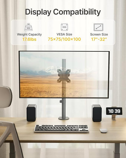 monTEK Universal Pole Mount Bracket for 17”-32” Screens, Holds to 17.6 lbs, Full Motion Adjustable Monitor Mount, 75x75/100x100 VESA Mounting Plate, Fits 1.1”-2.4” Pole Diameter, Black