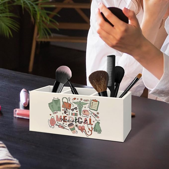 Medical Assistant Gifts Pen Holder for Desk, Physician Assistant Gifts Wooden Box Sign Desk Decor for Office Home Decoration, Nurse Nursing Gift Pencil Organizer