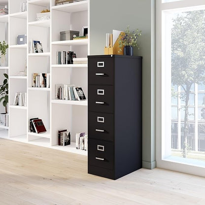 Staples 4-Drawer Vertical File Cabinet, Letter Size Documents, Lockable, 22" D x 14.9" W x 51.97" H, Black