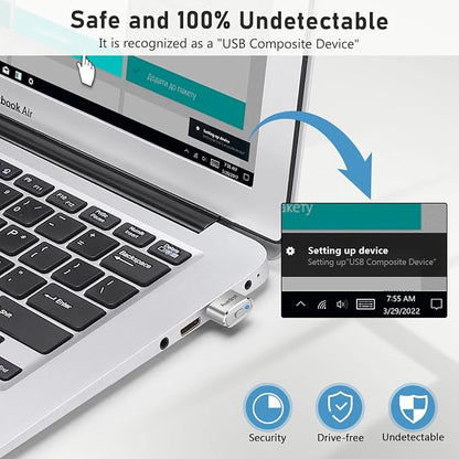 AUEDROT Mouse Jiggler Undetectable Metal USB Mouse Mover with Switch Button, Automatic Mini Mouse Shaker with 2 Jiggle Modes, Plug and Play, Keep Computer/Laptop Awake, Silver, 2 PCS