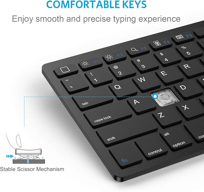 OMOTON Bluetooth Keyboard Compatible with iPad A16 11th 10th Generation, iPad 10.2 (9th/8th/7th), iPad Pro 13/12.9/11 inch, iPad Air/Mini, iPhone and More iOS Devices, Black