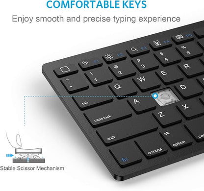 OMOTON Bluetooth Keyboard Compatible with iPad A16 11th 10th Generation, iPad 10.2 (9th/8th/7th), iPad Pro 13/12.9/11 inch, iPad Air/Mini, iPhone and More iOS Devices, Black