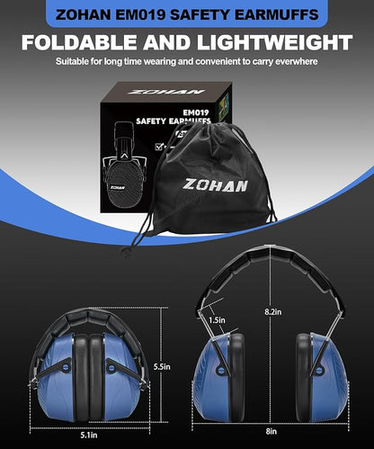 ZOHAN 019 Noise Cancelling Headphones for Adult - NRR 28dB Hearing Protection for Working, Shooting, Mowing, Autism