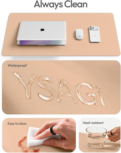 YSAGi Leather Desk Protector, Office Mat, Large Mouse Mat, Non-Slip PU Leather Blotter, Laptop Desk Mat, Waterproof Writing Pad for Office and Home(Latte, 40" x 24")