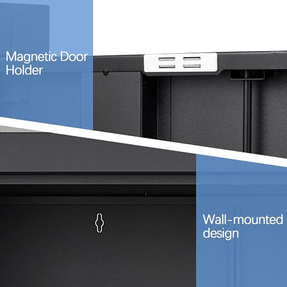 IRONFFICE Metal Garage Wall Cabinets,13" H Garage Storage Cabinet Wall Mounted,Floating Storage Organization with Doors,Locking Hanging Cabinet for RV,Home Office,Warehouse,Black
