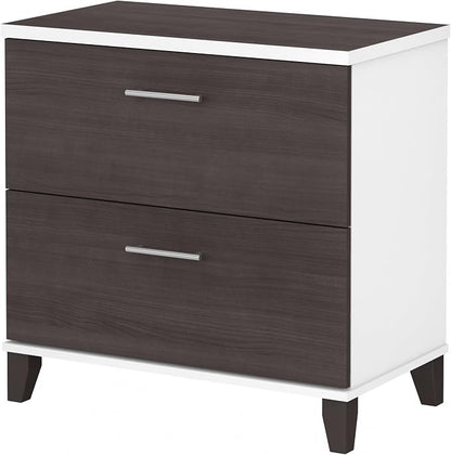 Bush Home 2 Drawer Lateral File Cabinet, Letter and Legal-Size Document Storage for Home or Professional Office, Somerset Collection, White and Storm Gray