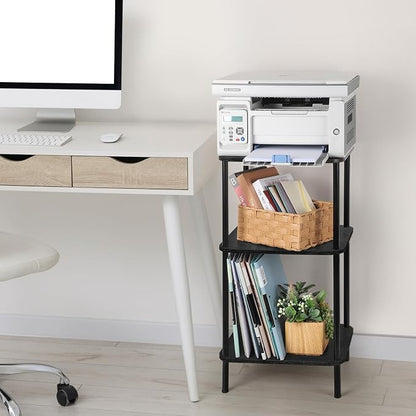 BTY Tall Side Table 3 Tier End Table, 30 Inch H Small End Table with Storage Shelves, Tall Nightstand for Small Spaces Living Room, Bedroom, Home Office,3 Tier Slim Telephone Table