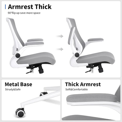 Misolant Tall Office Chair, Drafting Chair for Standing Desk, High Office Chair with Adjustable Lumbar Support, Flip-up Arm and Footrest Ring, Tall Drafting Chair for Bar Height Desk