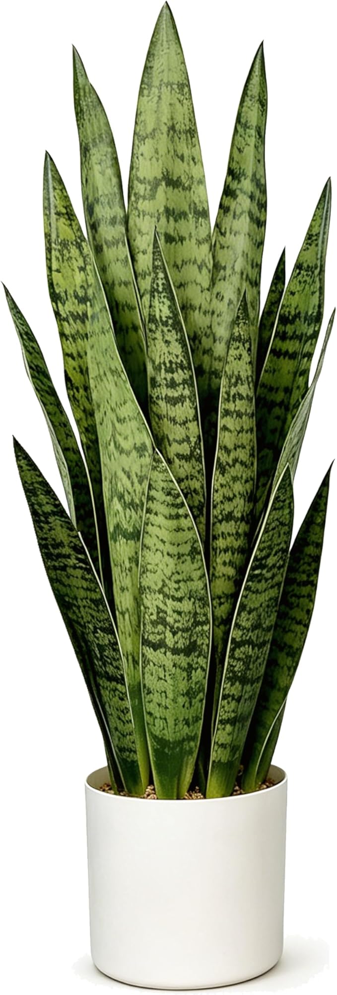 27" Artificial Snake Plant in White Pot, Realistic Faux Potted Plant for Home Office Decor, Low Maintenance Lifelike Silk Plant, Pet-Friendly Indoor Outdoor, No Watering Needed