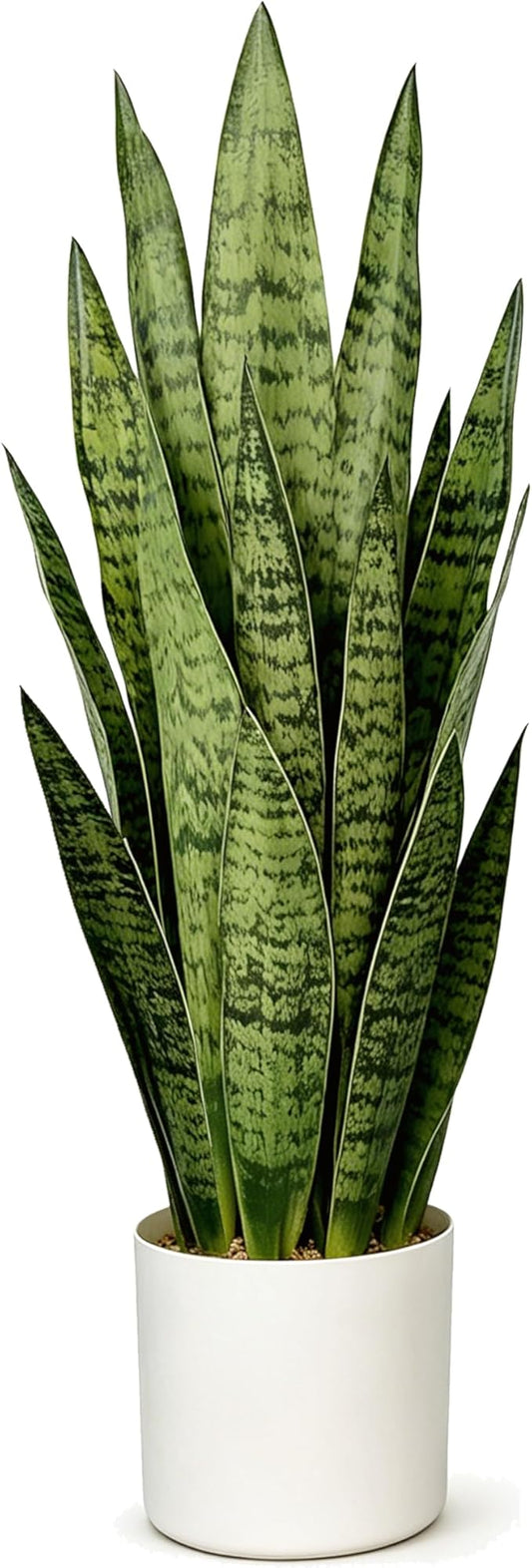 27" Artificial Snake Plant in White Pot, Realistic Faux Potted Plant for Home Office Decor, Low Maintenance Lifelike Silk Plant, Pet-Friendly Indoor Outdoor, No Watering Needed