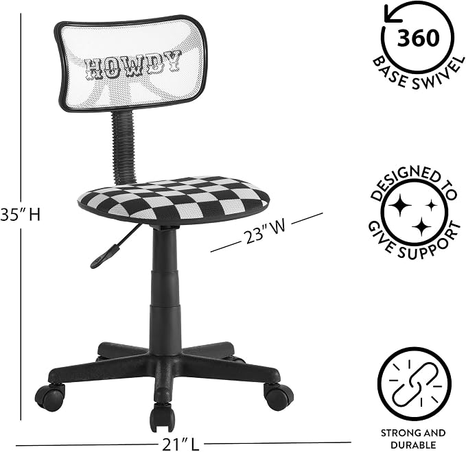 Urban Lifestyle Swivel Desk Chair, Howdy, Stylish and Compact Office Chair with Mesh Back, Swivel Function, Adjustable Height, and Cushioned Seat