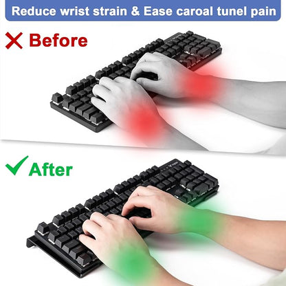 BOOMIBOO Black Acrylic Tilted Computer Keyboard Holder for Ergonomic Typing, Keyboard Stand with Silicone Anti-Slip Strip, 17 x 5.7 Inch Keyboard Tray for Office Desk, Home, School | Keyboard Stand with Silicone Anti-Slip Strip, 17 x 5.7 Inch Keyboard ...